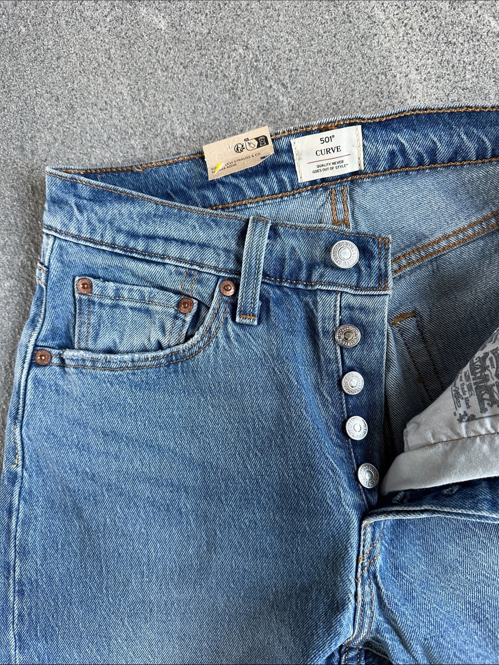 NWT Levi’s 501 Curve Jeans 27x30 High Rise Straight Leg Button Fly Stretch Denim - Picture 7 of 14